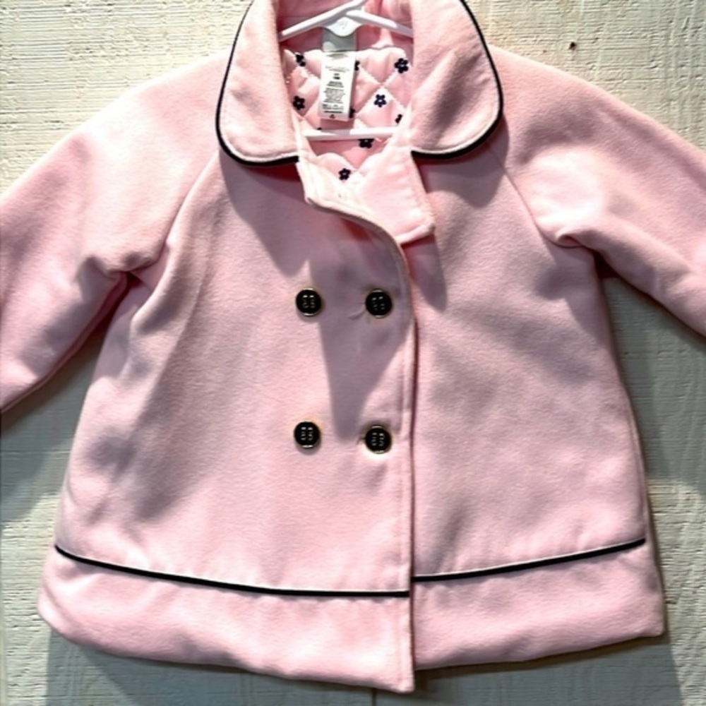 NWT Little Me Pink button up toddler pea coat size 18 months